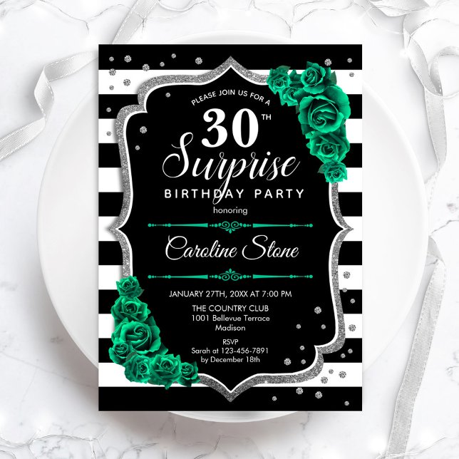 Invitación Black Silver Green Surprise (Subido por el creador)
