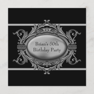 Invitación Black Silver Hombres 50 cumpleaños
