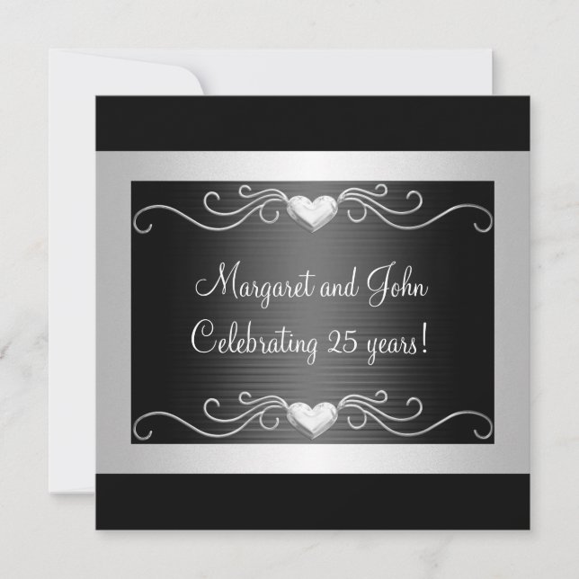 Invitación Black Silver Love Hearts 25º Aniversario 2 (Anverso)