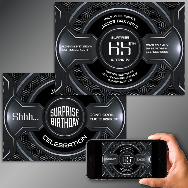 Invitación Black Silver Surprise Fiesta del 65 aniversario (Subido por el creador)