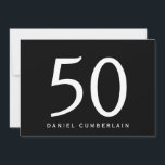 Invitación Black Simple 50th Birthday Party<br><div class="desc">Cincuenta. 50.ª Invitación de cumpleaños. Fecha,  lugar,  RSVP incluido. Blanco y negro. Sencillo.</div>