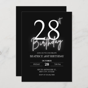 Invitación Black simple edad casual cumpleaños personalizado