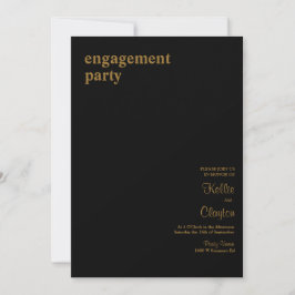 Invitación Black Simple Modern Type Engagement Party