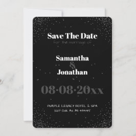 Invitación Black Simple Night Sky Wedding Save The Date