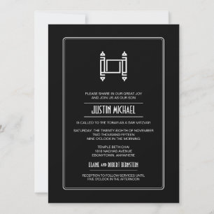 Invitación Black Simple Torah Bar Mitzvah