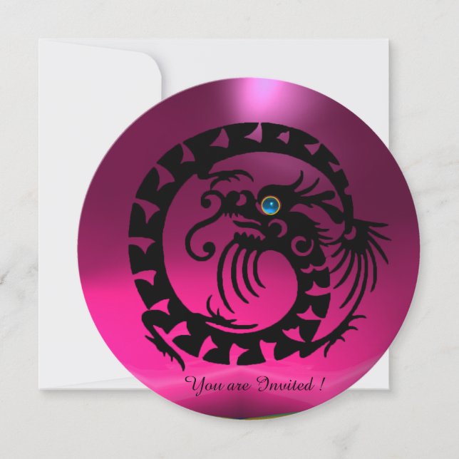 INVITACIÓN BLACK SNAKE DRAGON PINK FUCHSIA PURPLE GEMSTONE (Anverso)