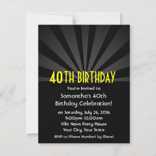 Invitación Black Spotlight Marquee 40th Party Invitation