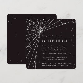 Invitación Black Square Diamond Spider Web Halloween Party