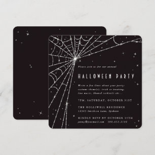 Invitación Black Square Diamond Spider Web Halloween Party