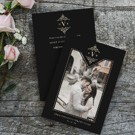 Invitación Black Ssofisticate Flourish Moda Golden Initials