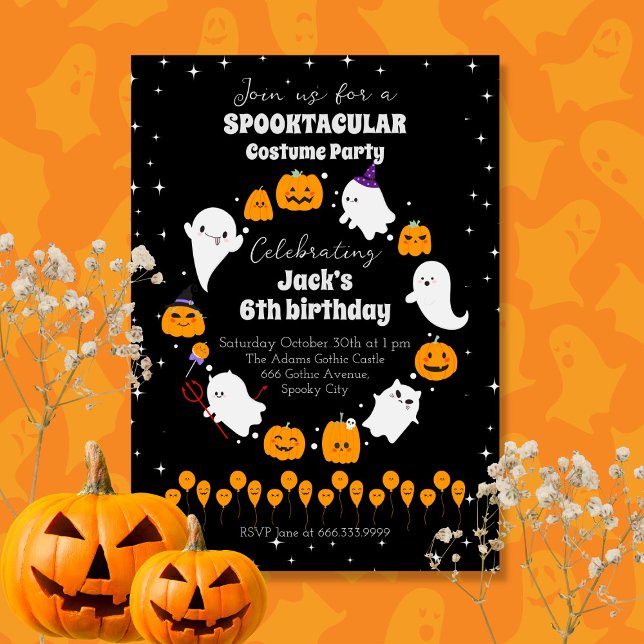 Invitación Black Starry SPOOKTACULAR fiesta de cumpleaños de  (Subido por el creador)