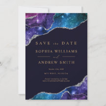 Black & Stars Blue Gold Save the Date