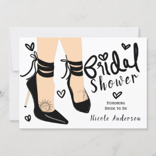 Invitación Black Strappy High Heels Sun Moon Bridal Shower