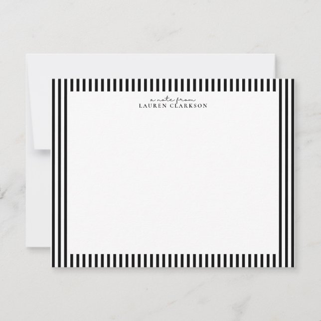 Invitación Black Stripe Border Note Card (Anverso)
