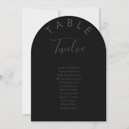 Invitación Black Stylish Arched Black Guest Seating Chart