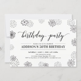Invitación Black Stylish Modern 50th Adult Birthday Party