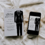 Invitación Black Suit & Tie Mens 18th Birthday Party<br><div class="desc">Black Suit & Tie Mens 18th Birthday Party Invitation Ver colección coincidente en Nest Store y Nest Muchas gracias</div>