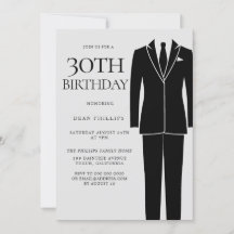 Black Suit & Tie Mens 30th Birthday Fiesta