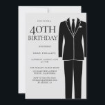 Invitación Black Suit & Tie Mens 40th Birthday Fiesta<br><div class="desc">Black Suit & Tie Mens 40th Birthday Party Invitation Ver colección coincidente en Nest Store y Nest Muchas gracias</div>