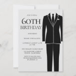 Invitación Black Suit & Tie Mens 60 cumpleaños<br><div class="desc">Black Suit & Tie Mens 60th Birthday Party Invitation Ver colección coincidente en Nest Store y Nest Muchas gracias</div>