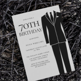 Invitación Black Suit & Tie Mens 70 cumpleaños