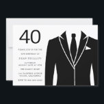 Invitación Black Suite & Tie 40th Birthday Party Invitation<br><div class="desc">Black Suit & Tie 40th Birthday Party Invitation Ver colección coincidente en Nest Store y Nest Muchas gracias</div>