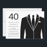 Invitación Black Suite & Tie 40th Birthday Party Invitation<br><div class="desc">Black Suit & Tie 40th Birthday Party Invitation Ver colección coincidente en Nest Store y Nest Muchas gracias</div>