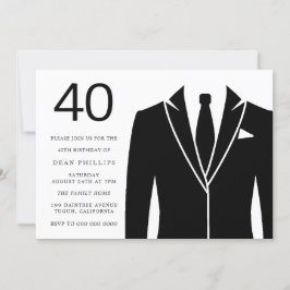 Invitación Black Suite & Tie 40th Birthday Party Invitation