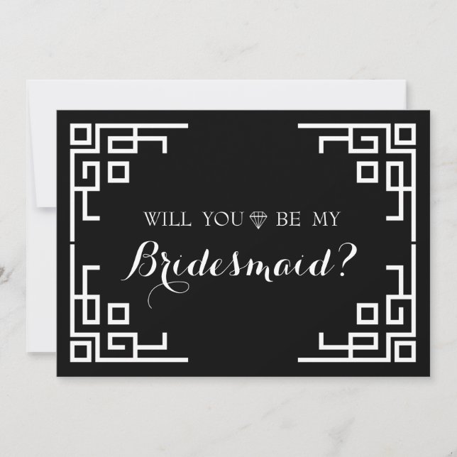 Invitación Black Swirl Border Cute Serás Mi Novia (Anverso)