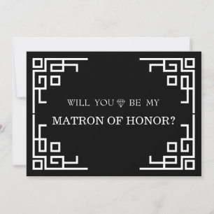 Invitación Black Swirl Border serás mi atrón de honor