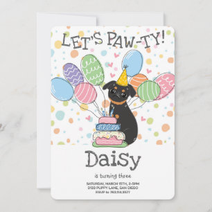 Invitación Black Tan Brussels Griffon Birthday Party