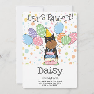 Invitación Black Tan Brussels Griffon Cropped Oars Birday