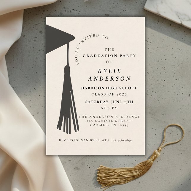 Invitación Black Tassel High School Graduation Party (Black Tassel High School Graduation Party Invitation)