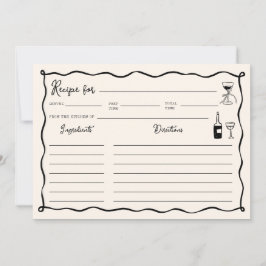 Invitación Black That Amore Bridal Shower Recipe Card