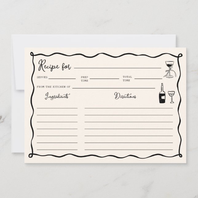 Invitación Black That Amore Bridal Shower Recipe Card (Anverso)