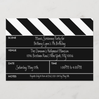 Invitación Black That's a Wrap Movie Clapper Birthday Party