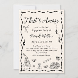 Invitación Black That's Amore Boda Engagement Party