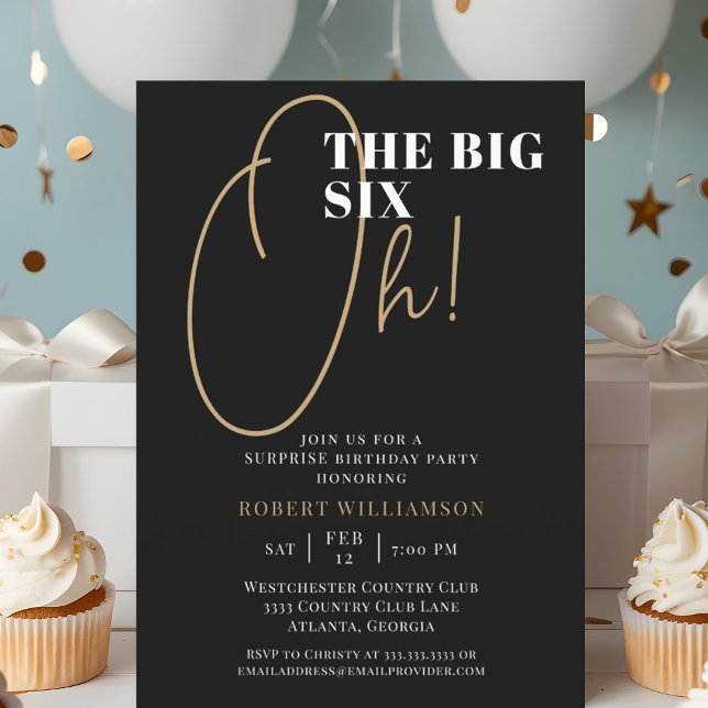 Invitación Black The Big 60th Surprise Birthday Invitation (Subido por el creador)