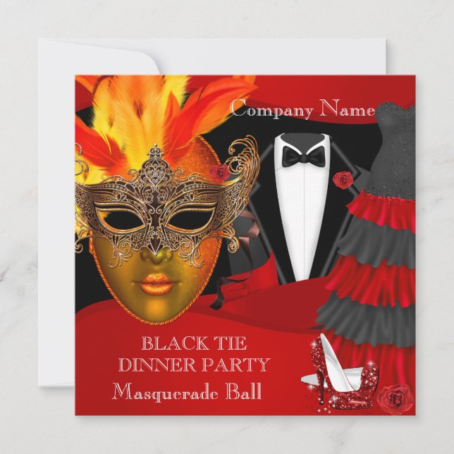 Invitación Black Tie Corporate Masquerade Ball (Anverso)