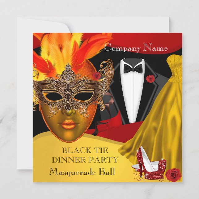 Invitación Black Tie Corporate Masquerade Ball 3 (Anverso)