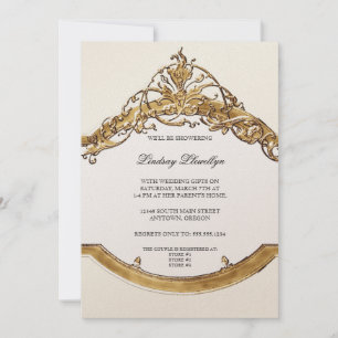 Invitación Black Tie Elegance 2, Golden Bridal Shower Invite