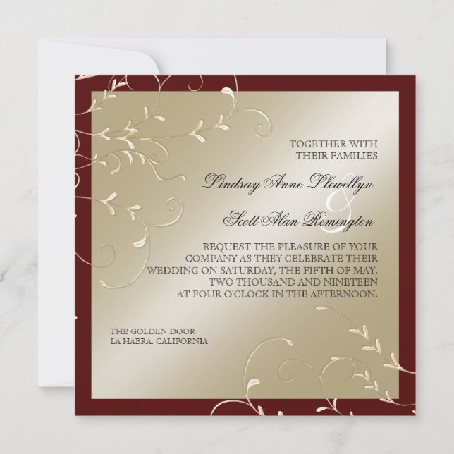 Invitación Black Tie Elegance Champagne Bodas de Vino (Anverso)