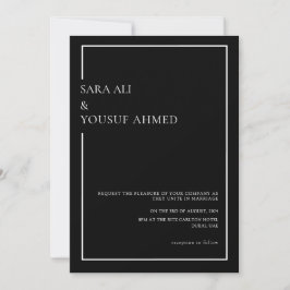 Invitación Black Tie Modern Minimal Script Muslim Boda