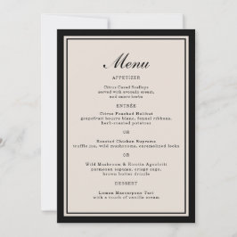 Invitación Black Tie Wedding Classic Menu Card