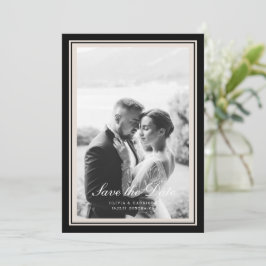 Invitación Black Tie Wedding Photo Save the Date Card