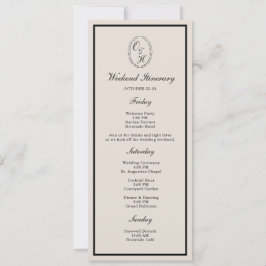 Invitación Black Tie Wedding Weekend Timeline Card