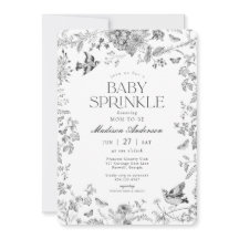 Black Toile De Jouy Vintage Floral Baby Sprinkle