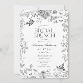 Invitación Black Toile De Jouy Vintage Floral Bridal Brunch