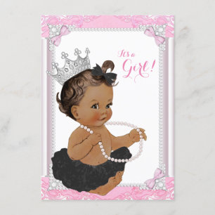 Invitación Black Tutu Lace Pearl Baby Shower