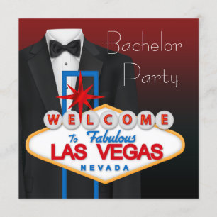 Invitación Black Tuxedo Las Vegas Bacheler Party